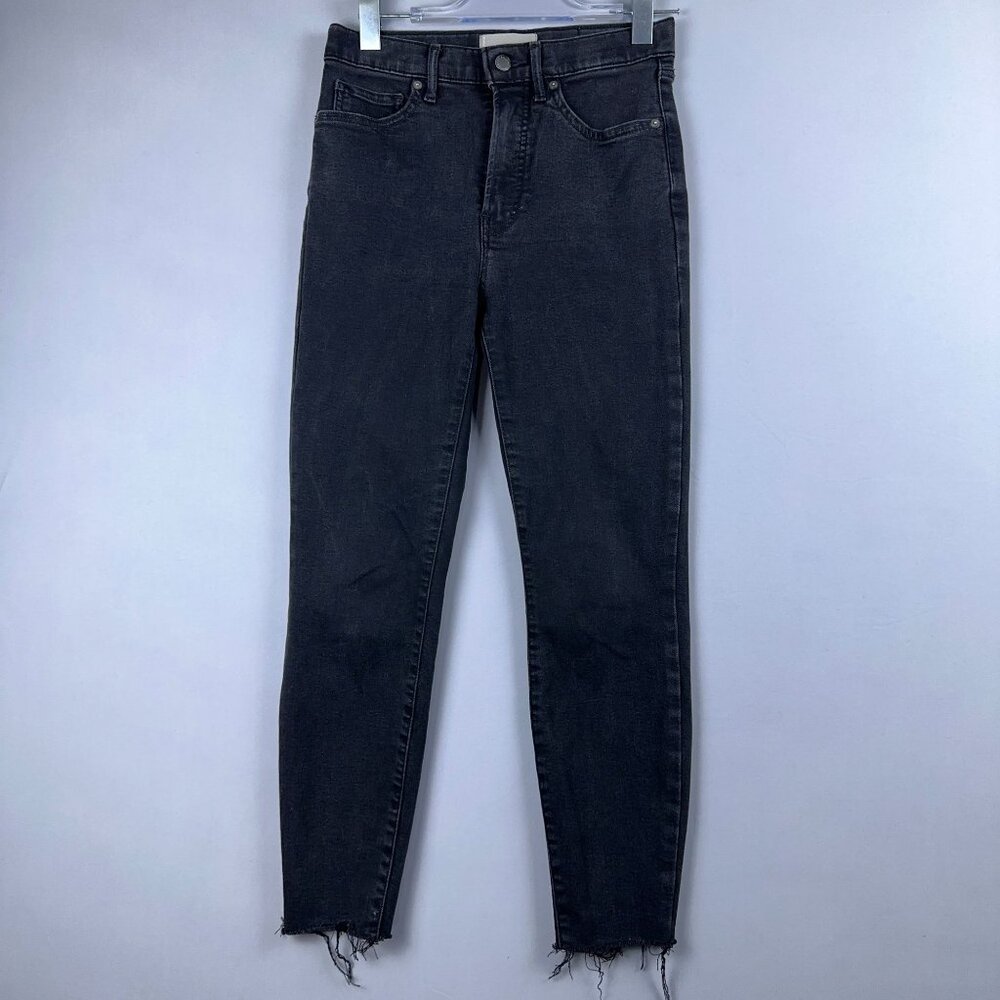 Everlane The Way High Skinny Jeans Womens Size 28 Ankle Frayed Hem Black